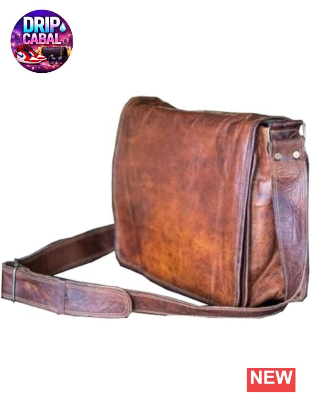 Genuine Goat Leather Messenger Bag Laptop Satchel Padded 18 Inch